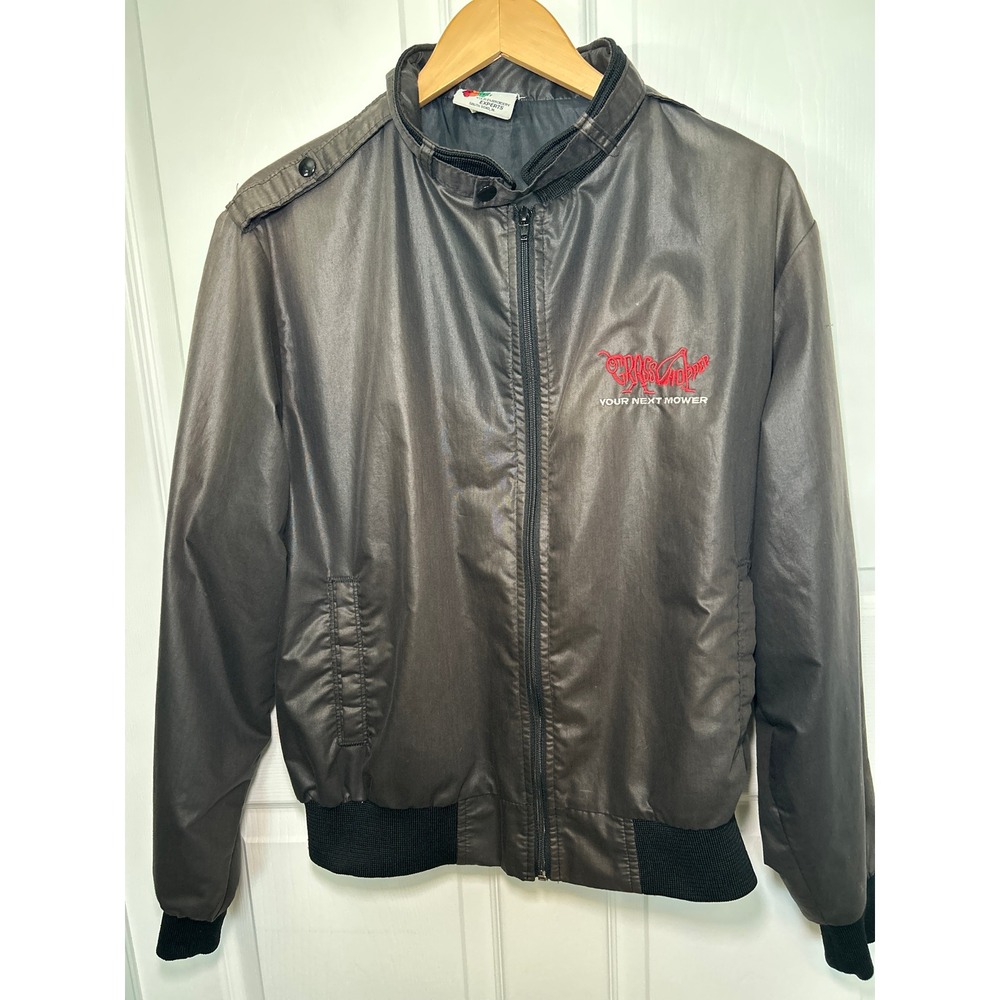 Grasshopper Jacket Vintage Embroidered‎ Logo Bomber Style Gray Made in USA Large